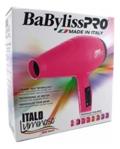 Secador Profesional Babyliss Italo Luminoso Rosado 2000w
