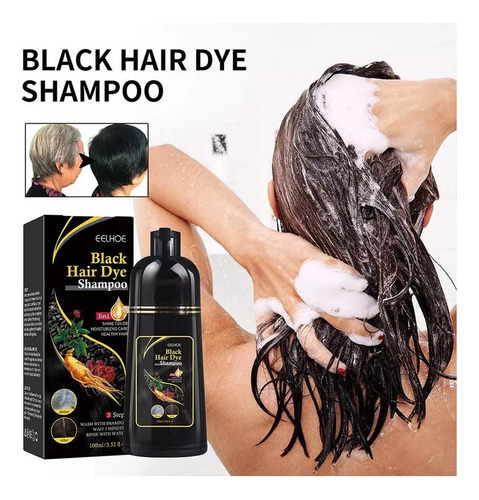 3pcs Champús Instantáneos Para Teñir El Cabello Negro De Yyd