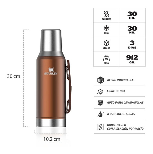 Imagen 2 de 4 de Termo Stanley Original Mate System Classic 1.2 Litros