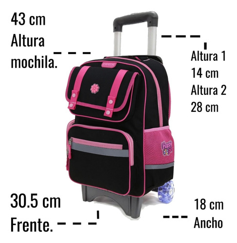 Mochila Con Llantas Chenson Original Strong Hg70204-3 Negro Liso