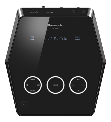 Mini componente preto Panasonic SC-UA70 com potência Bluetooth 1700W - 127/220V