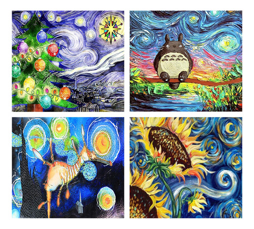 Set De Pintura 5d Diamante, Van Gogh, Noche Estrellada,40x30