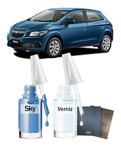 Tinta Tira Risco Automotivo Chevrolet Onix Ltz 2014 Azul Sky