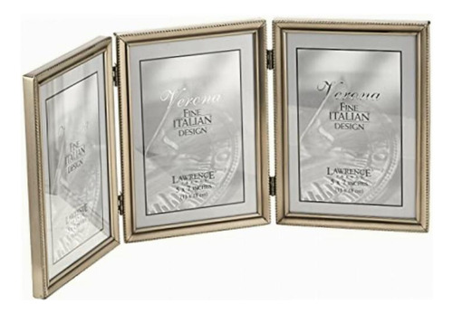 Lawrence Frames 11557t Antique Pewter Hinged Triple Picture Color Peltre