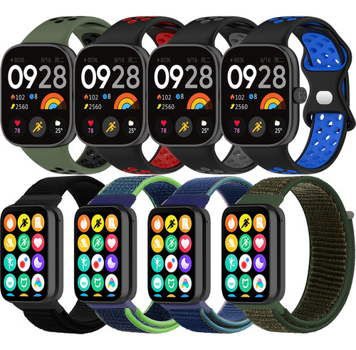 8 Correas Sport Para Redmi Watch 4 / Xiaomi Mi Band 8 Pro