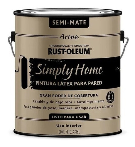 Látex Simply Home Rust Oleum Arena Semimate 3,8 Litros Color Marrón claro