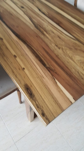 Imagen 6 de 10 de Mesa Madison De Comedor Madera Dura Maciza 4cm Espesor Guayubira 80x160cm Hidrolaqueada Y Patas De Madera