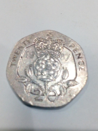 Moneda 20 Pence Inglaterra Año 1987