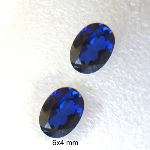 Safira Pedra Preciosa Par Safira Azul Oval 6x4 Mm 3066a