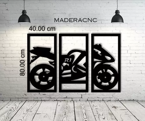 Póster Foto Arte de Pared Decoración Marco Negro Madera MDF 20x30 moto