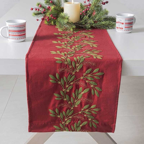 Imagen 1 de 2 de Camino De Mesa Noche Buena Navideño Navidad Bordado Vianney