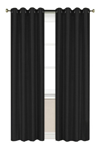 Cortinas Blackout 188anchox160largo En 2 Paneles Ahuladas K Color Negro