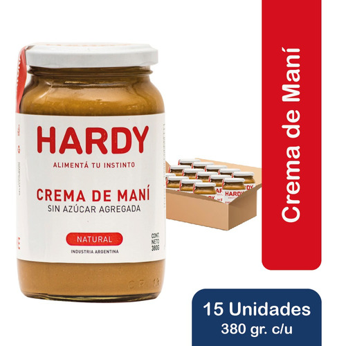 Combo Mayorista Hardy Crema De Mani Natural 15 Uni X 380grs