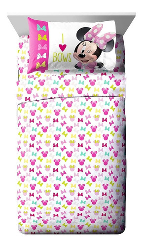 Disney Minnie Mouse Set3 Pza Sábanas Cama Infantil Niña Rosa