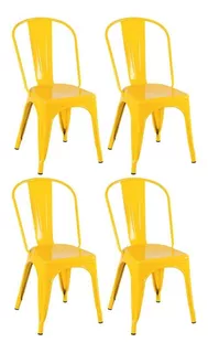 4 Cadeiras Iron Tolix Aço Metal Industrial Loft Bar Cores Cor Da Estrutura Da Cadeira Amarelo