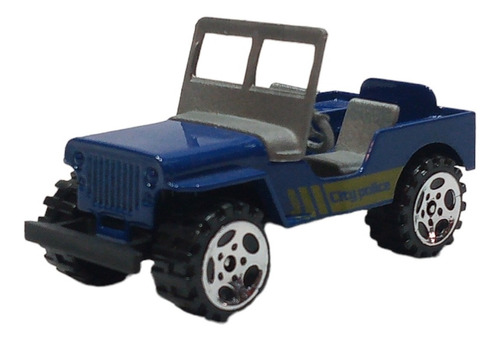 Auto Metálico Escala 1:64 Feisu Jeep De Policía.