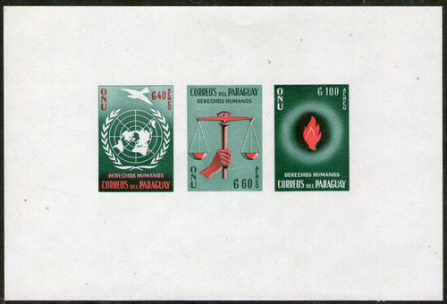 Paraguay Bloc De 3 Sellos Mint Derechos Humanos Año 1960