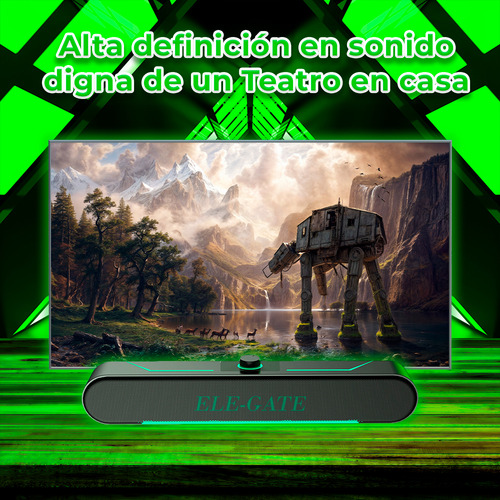 Bocina Portátil Bluetooth 5.0 Luz Rgb Control Volumen Sonido de Alta Fidelidad Color Negro Ele-Gate