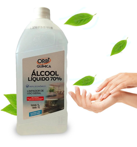 Alcool Liquido 70% Antibacteriana 1 Litro Orbi Química