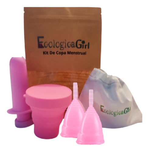 Kit 2 Copas Menstruales Con Aplicador Vaso Y Bolsa