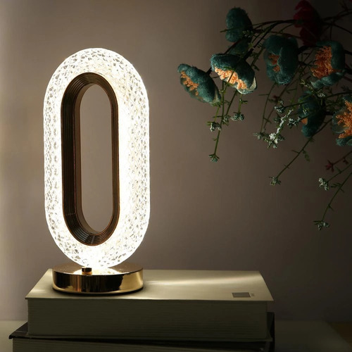 Lampara Recargable De Cristal Ovalada 3 Tonos De Iluminación