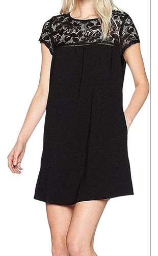 Lindo Vestido Casual Con Encaje Talla Xxs Negro