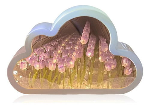 Luz Nocturna Con Espejo De Tulipán De Nube Para Dormitorio