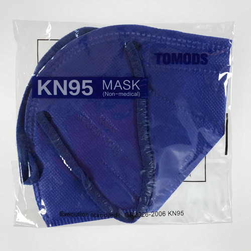 Cubrebocas Kn95 Tomods Mascarillas Certificados Caja 10 Pzs Color Azul Rey