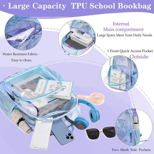 Mochila Transparente Para La Escuela, Resistente Tpu Transpa