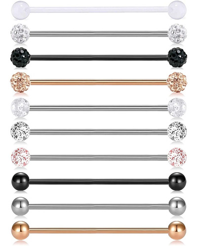 Imagen 1 de 2 de 10 Piercings Industriales De Acero Inoxidable 14g De Modrsa