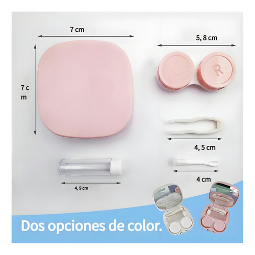 Eonspark 2pzs Estuche para Lentes de Contacto con Pinzas y Espejo, Kit de Viaje con Herramientas de Desmaquillado, Botella, Palillo y Espejo Integrado