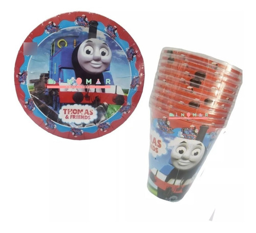 Tren Thomas.  Kit Fiesta Para 60 Niños, Platos, Vasos