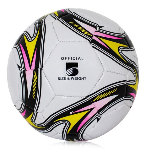 Pelota Futbol N°5 Blanca Multicolor Simil Cuero