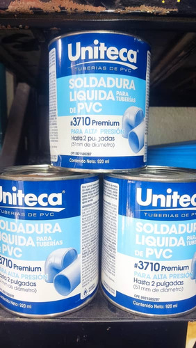 Pega Tuberia Pvc Soldad Liquida Alta Presion Galon 1/4 Unit