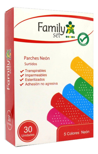 Parches Curitas Colores Neon Family Set 30 Unidades