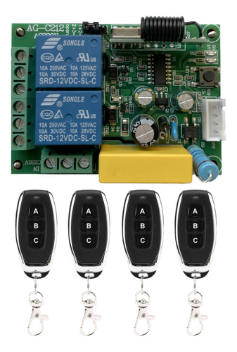 Receptor Inalámbrico 2 Canales 220v 4 Controles Rem 433mhz C