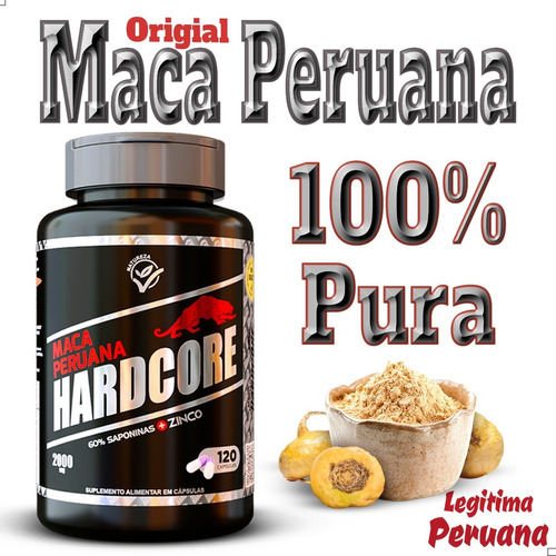 Maca Peruana Hardcore Premium Pura 120 Cáps 1500mg Original