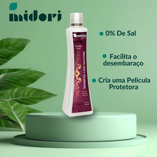 Shampoo Com Silicone 500ml Para Cabelos Com Quimicas Midori
