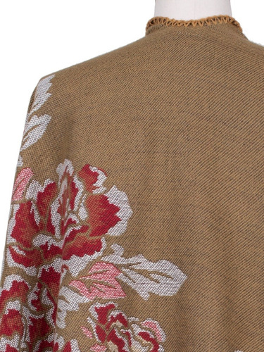Imagen 10 de 10 de Poncho, Capa, Chal, Mañanita Tejido Floral Bicolor, Suave.