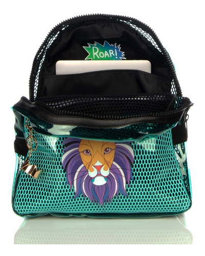 Mochila Edición Especial Los Polinesios Wild Lion Color Azul petróleo Diseño de la tela León