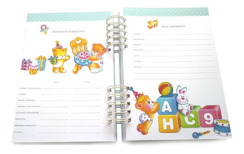 Imagem 2 de 10 de Álbum Livro Diário Bebê Personalizado Urso Príncipe Marinho