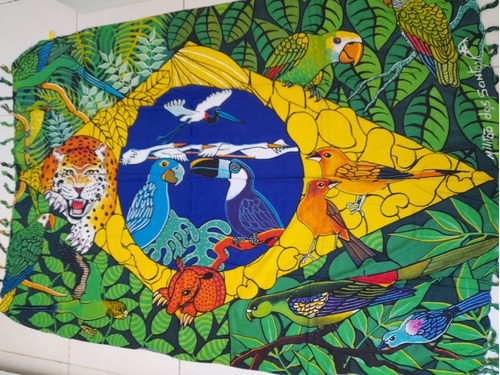 Canga Animais Brasil- Araras,pássaros, Tucanos