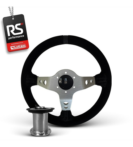 Imagem 5 de 10 de Volante Lotse Dakar S Prata Cam Tarja Preto + Cubos Wega Gm