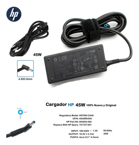 Cargador Original Hp 45w | 19.5v-2.31a 100% Original Y Nuevo