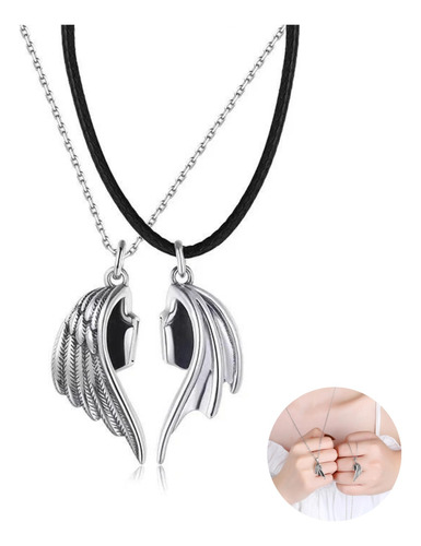 Collar 2 En 1 Angel Y Demonio Alas De Dualidad Parejas Novio