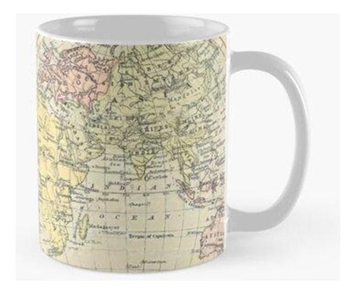 Taza Mapa Antiguo Del Mundo (1886) Calidad Premium