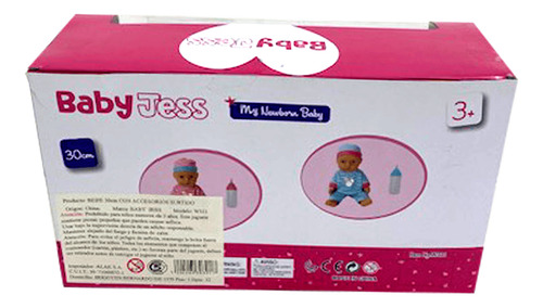 Bebote Baby Jess De 30cm Acostado Con Mamadera Rosa