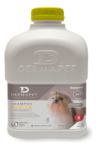 Shampoo Perros Dermapet Groom Pelo Largo 1lt Profesional Fragancia Purple Gem