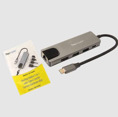 Hub Adaptador Usb Tecmaster Tipo C 5 En 1/rj45 Hdmi Para Mac