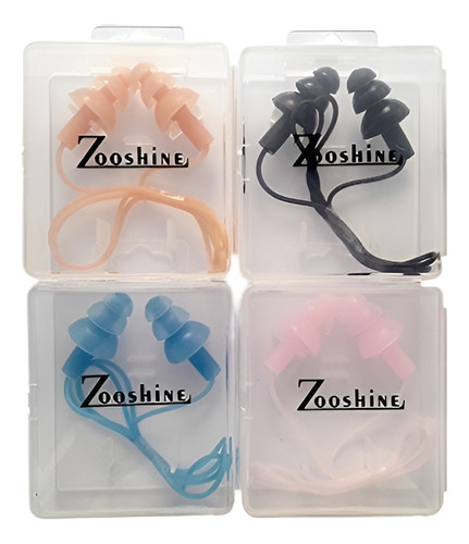 Zooshine 4sets Color Silicone Corded Swimming Earplugs, Caja